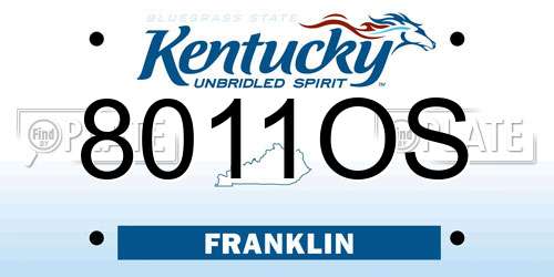 8011OS Kentucky License Plate