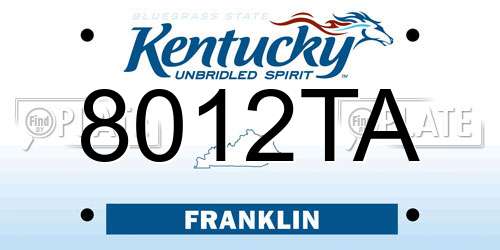 8012TA Kentucky License Plate
