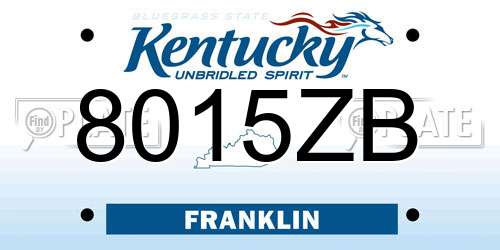 8015ZB Kentucky License Plate
