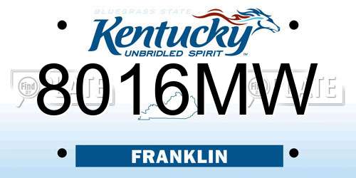 8016MW Kentucky License Plate