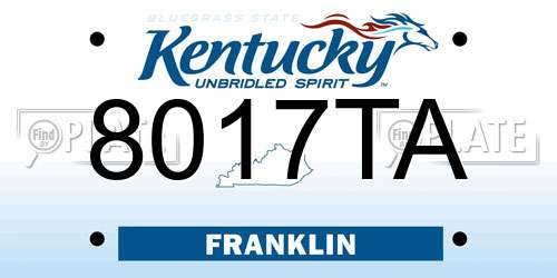 8017TA Kentucky License Plate