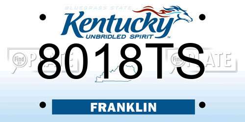 8018TS Kentucky License Plate