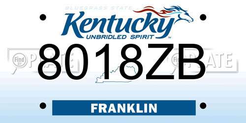 8018ZB Kentucky License Plate