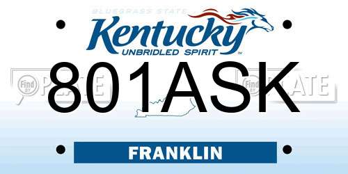 801ASK Kentucky License Plate