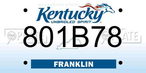 801B78 Kentucky License Plate