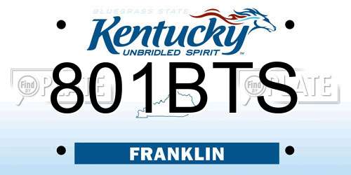 801BTS Kentucky License Plate