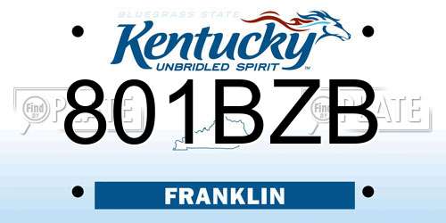 801BZB Kentucky License Plate