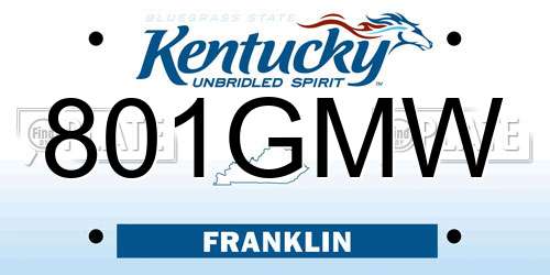 801GMW Kentucky License Plate