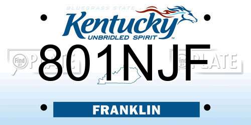801NJF Kentucky License Plate