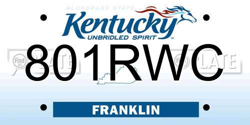 801RWC Kentucky License Plate
