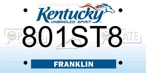 801ST8 Kentucky License Plate
