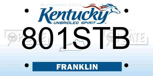 801STB Kentucky License Plate