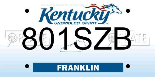 801SZB Kentucky License Plate