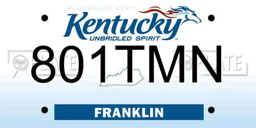 801TMN Kentucky License Plate