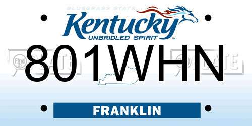 801WHN Kentucky License Plate