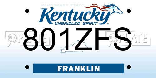 801ZFS Kentucky License Plate