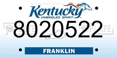 8020522 Kentucky License Plate