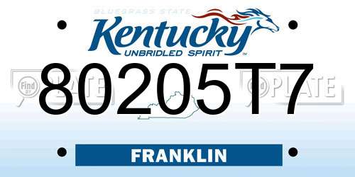 80205T7 Kentucky License Plate