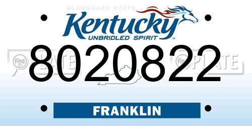 8020822 Kentucky License Plate