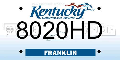 8020HD Kentucky License Plate