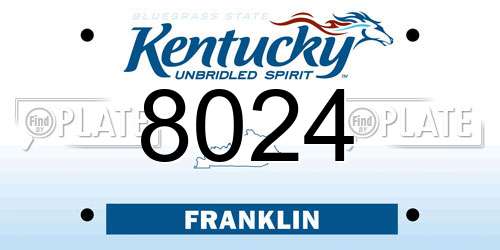 8024 Kentucky License Plate