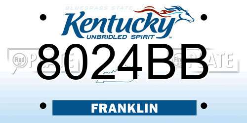 8024BB Kentucky License Plate