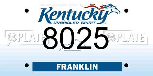 8025 Kentucky License Plate