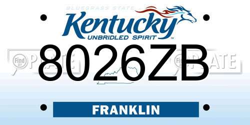 8026ZB Kentucky License Plate