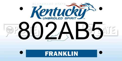 802AB5 Kentucky License Plate