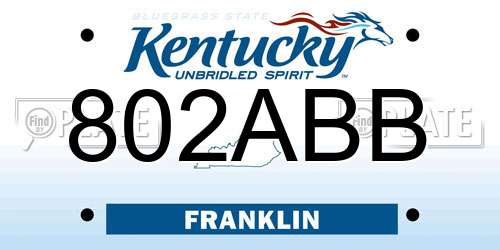 802ABB Kentucky License Plate
