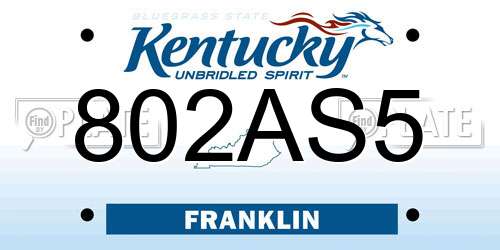 802AS5 Kentucky License Plate