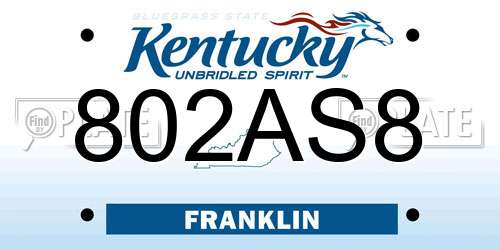 802AS8 Kentucky License Plate