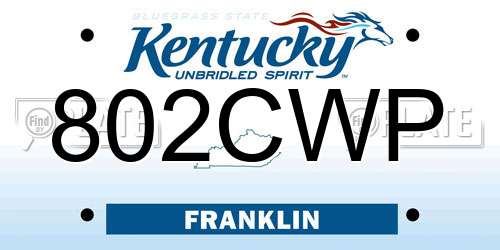 802CWP Kentucky License Plate