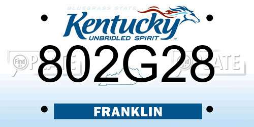 802G28 Kentucky License Plate