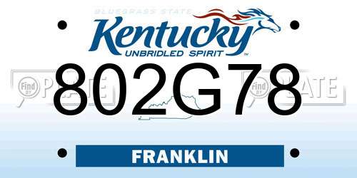 802G78 Kentucky License Plate