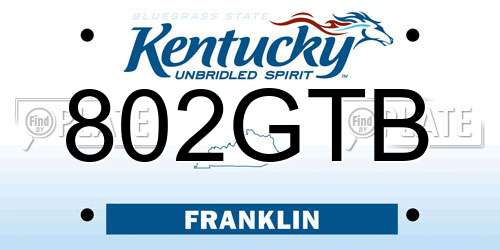 802GTB Kentucky License Plate