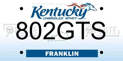 802GTS Kentucky License Plate