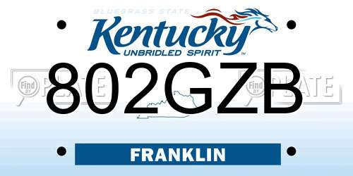 802GZB Kentucky License Plate