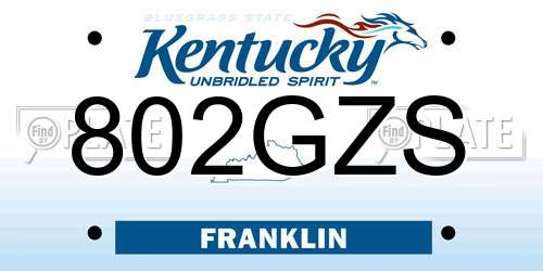 802GZS Kentucky License Plate