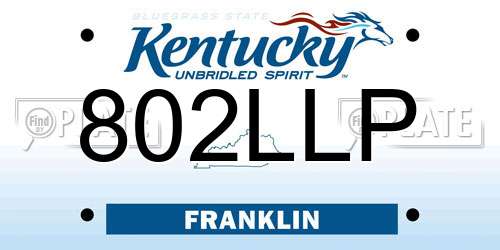 802LLP Kentucky License Plate