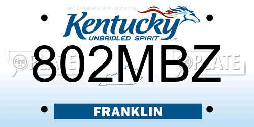 802MBZ Kentucky License Plate
