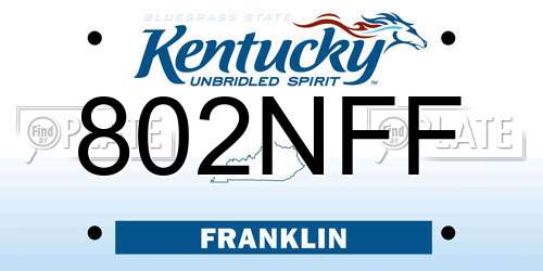 802NFF Kentucky License Plate