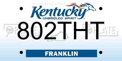 802THT Kentucky License Plate
