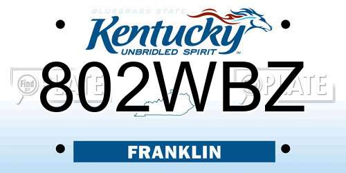 802WBZ Kentucky License Plate