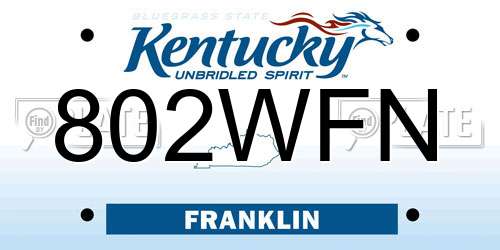 802WFN Kentucky License Plate