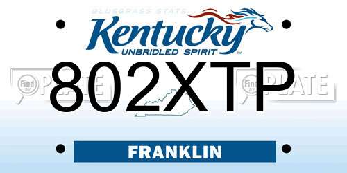 802XTP Kentucky License Plate
