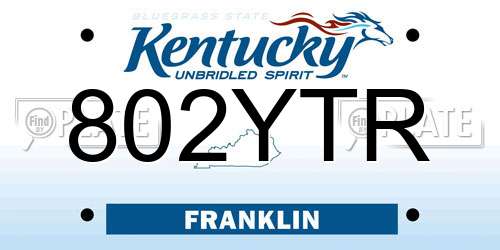 802YTR Kentucky License Plate