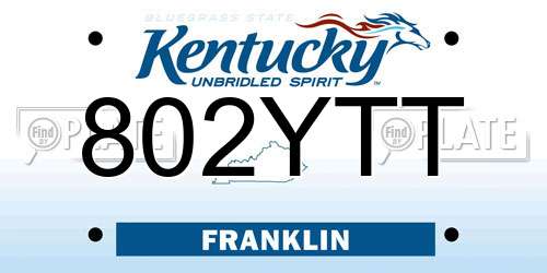 802YTT Kentucky License Plate