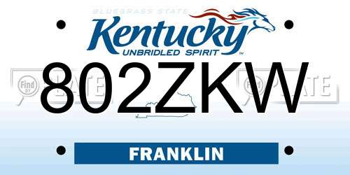 802ZKW Kentucky License Plate