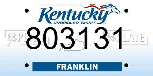 803131 Kentucky License Plate
